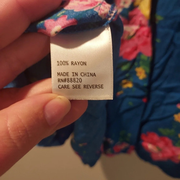 Adrienne Vittadini Blue Floral 3/4 Sleeve Blouse in Size 2X - Picture 10 of 10